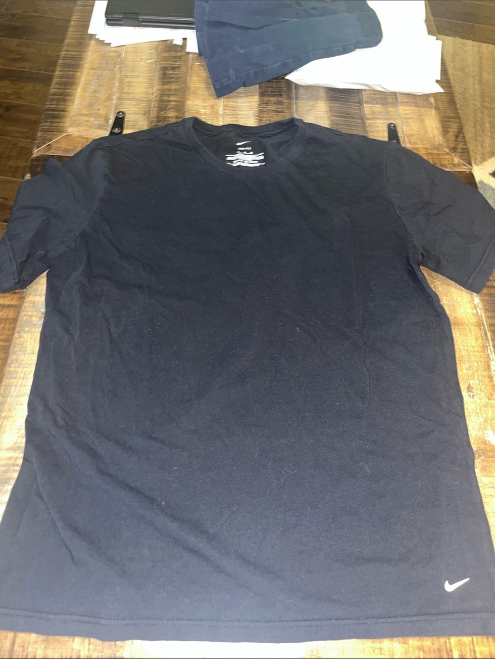 Nike Men's Black Short-Sleeve Crew T-Shirt with White Swoosh